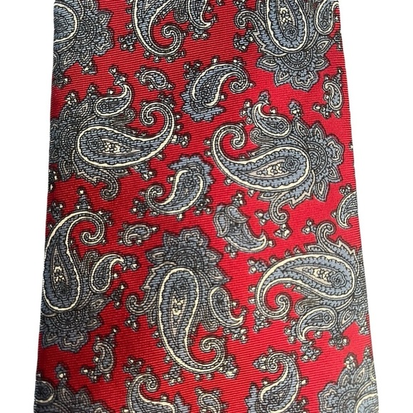 CHRISTIAN DIOR 90s Vintage Paisley Silk Pattern Tie Made in U.S.A. - Picture 5 of 7
